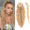 Women's Heat Resistant Synthetic Curly Water Wave Ponytail Hairpieces Black Brown Wrap Ponytail Hair