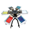 Multi Colour Cylindrical Garment Print New 6 Color 6 Station Screen Printing Press Machine Manual Paper Label Printer 450x600mm