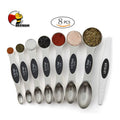 Beeman 8 PCS Set Eco Friendly Stainless Steel Colorful Magnetic Double Ended Cup Tea Measuring Spoon
