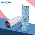 Sublimation Heat Transfer Stainless Steel Cup 30oz Plain White Blank Straight Skinny Tumbler With Lid and Straws