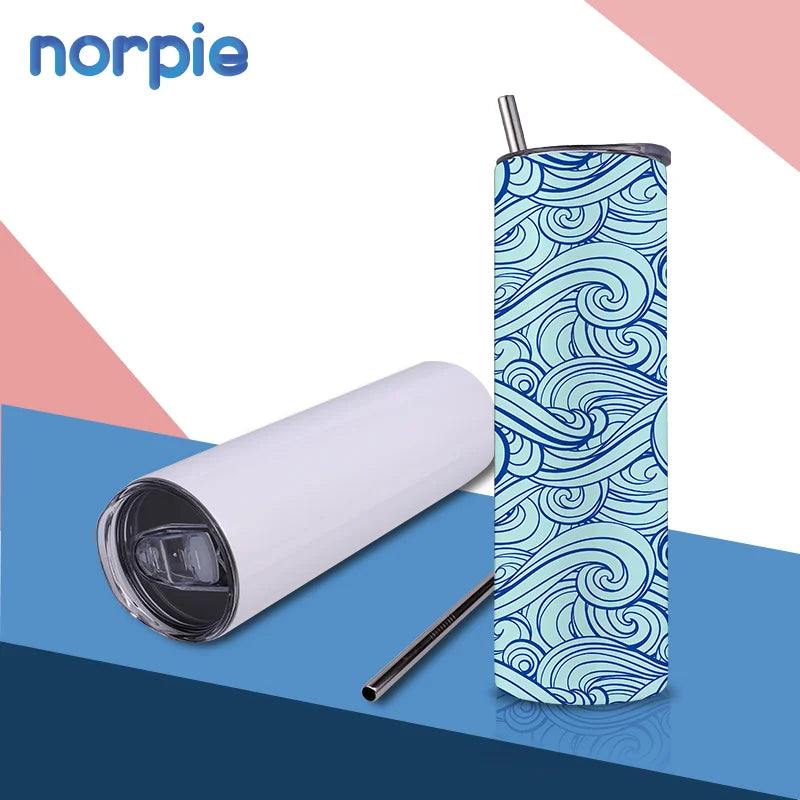 Sublimation Heat Transfer Stainless Steel Cup 30oz Plain White Blank Straight Skinny Tumbler With Lid and Straws