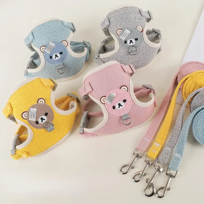 Cute Design Puppy Adjustable Kitten Harness and Set Leash Dog Cat Collar Accessories