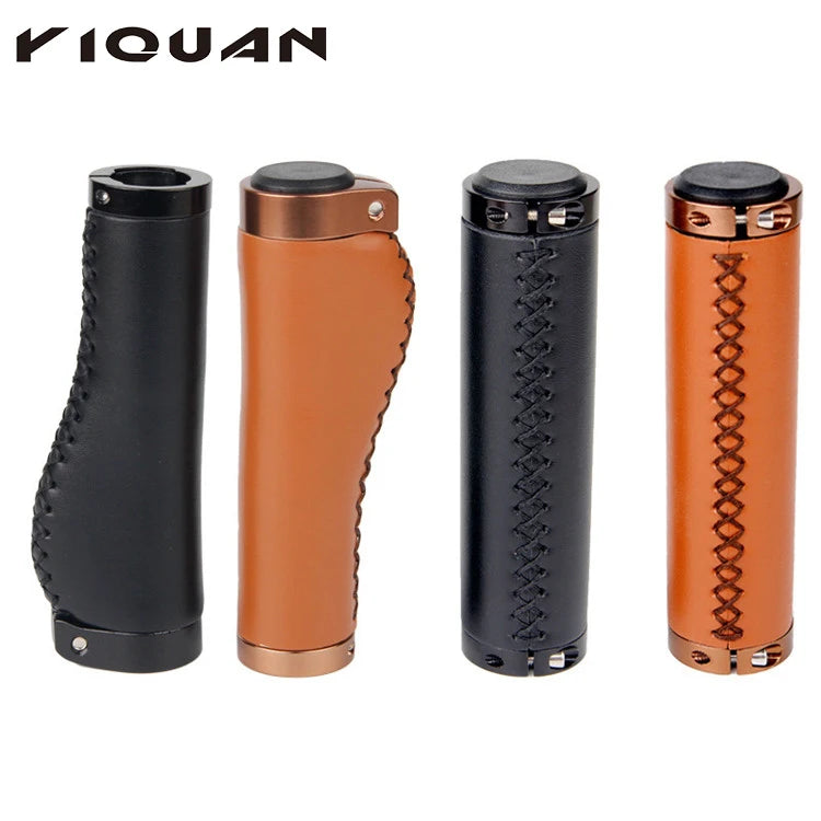Hot Sale Soft Comfortable Vintage Pu Leather Bicycle Handlebar GripsLock-On Bike Handlebar Grips