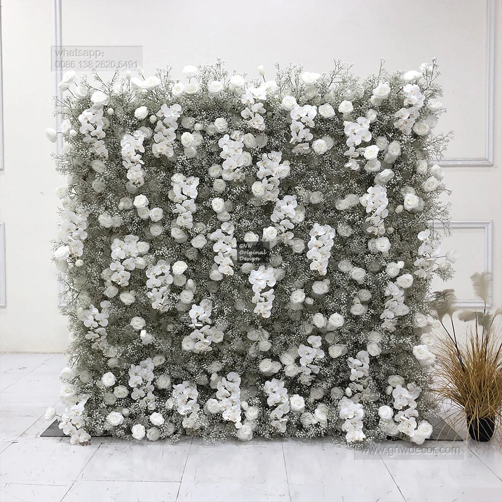 Wholesale Custom Baby Breath Orchid Wall Wedding Supplies Decoration Rose Backdrop Artificial Wedding Decorative Flower Wall