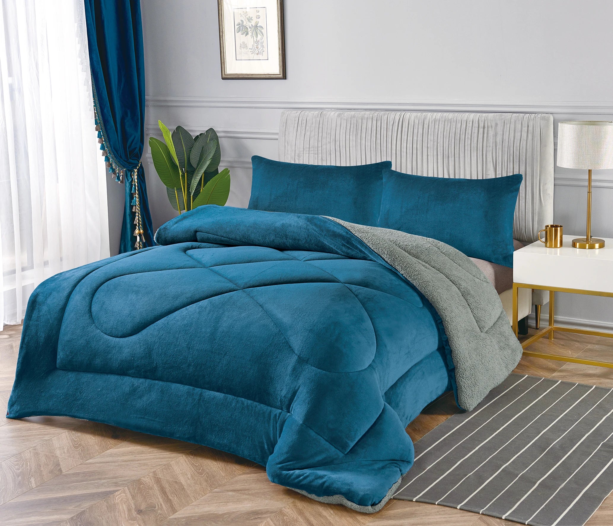 China Winter 100% Polyester Microfiber Quilted Comforter Bedspread Warm Quilt