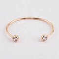 Women Gold Rhodium Metal Cuff Bangle Alloy Shiny Cubic Zircon Open Cuff Bracelet Bangle