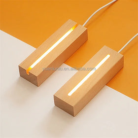 Wholesale Hot Sale Electric Beech Wood Base 3D Acrylic Illusion LED Dimmable Night Lamp Bottom Toggle Switch Home Modern Room