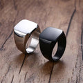 Fashion Hot Sale Geometry Square Punk Rings Simple Black Blank Seal Plain Rings Jewelry Trendy Glossy Rings for Men