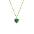 Heart Shaped Emerald Green Cubic Zirconia Bezel Set Pendant Necklace for Women 14K Gold Plated 925 Sterling Silver Jewelry Gift