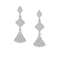 Fashion Stud Fan Charm Drop Micron Pave CZ Stones Setting 925 Sterling Silver Cubic Zircon Dangle Earring
