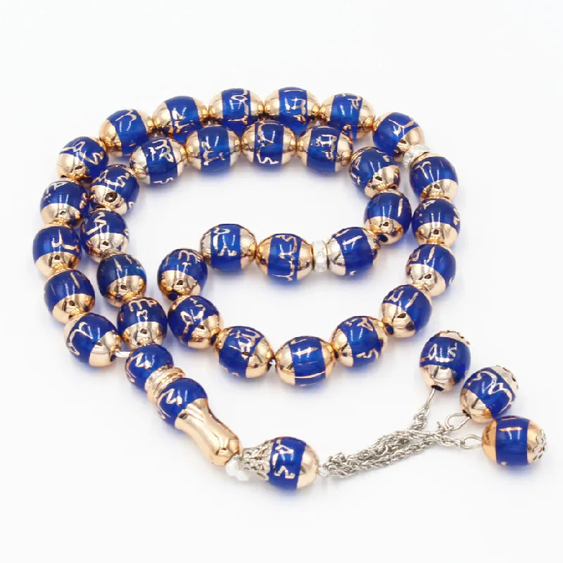 Trendy Muslim 33 Prayer Beads Bracelets Engrave Acrylic Scripture Rosary Bead Bracelet for Man Women Islamic Jewelry