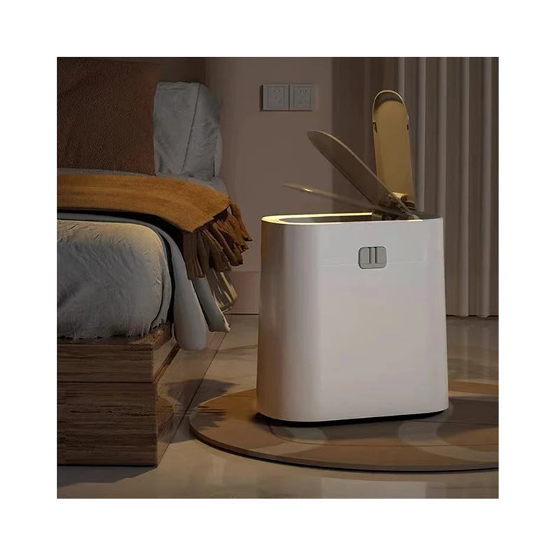 Smart Induction Touchless Motion Sensor Open Top Eco-Friendly White Bathroom Trash Can Storage Bucket