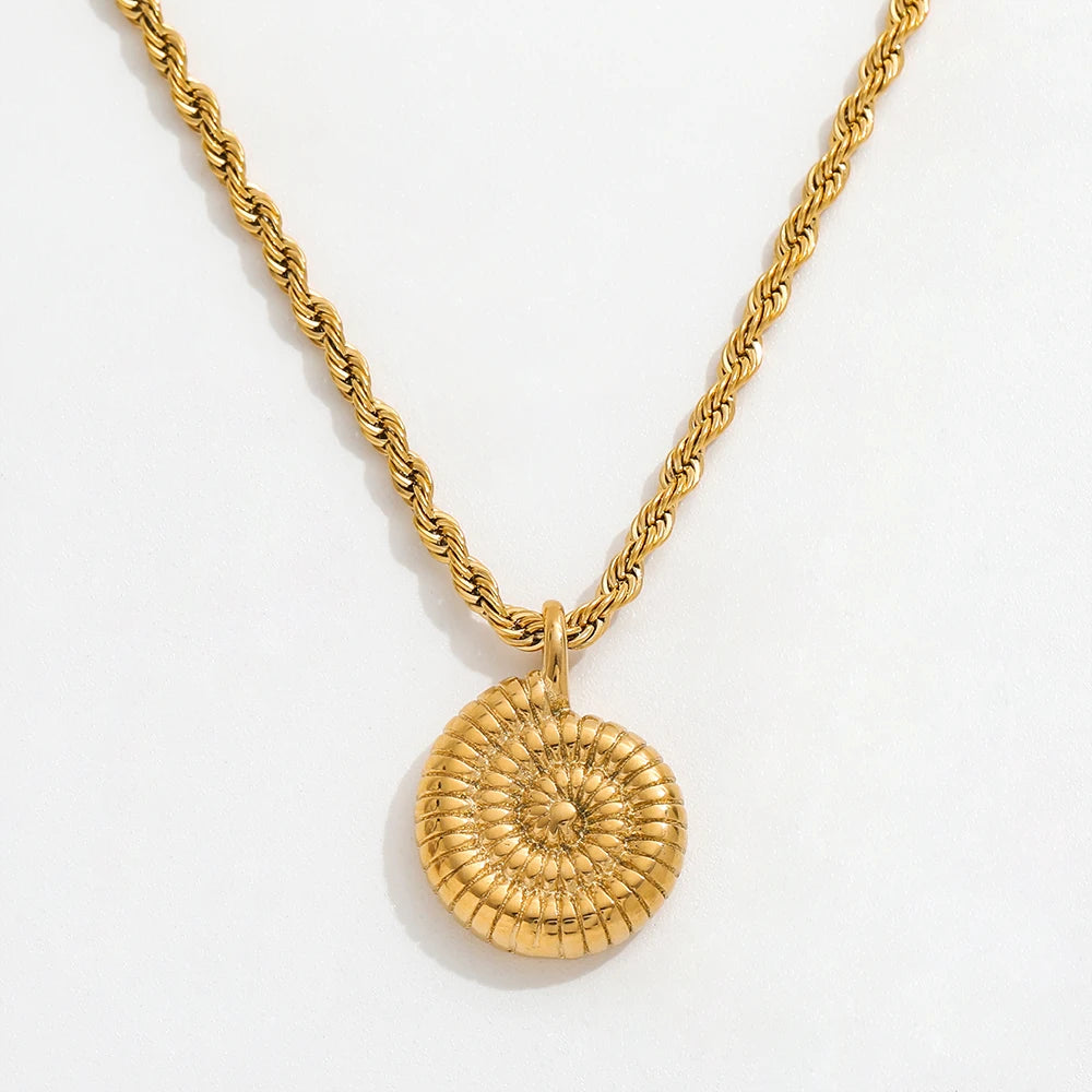 Joolim Jewelry 18K Gold Plated Rope Chain Cute Snail Pendant Necklace Trendy Tarnish Free Gold Jewelry