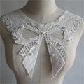 Embroidered Fabric Dress Lace Trim Craft Sewing Flower Bow Pearl Lace Collar Neckline Accessories