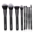 MAANGE High Quality 9pcs Makeup Brush Set New Champagne Black Wooden Powder Blush & Eye Shadow  Face Makeup Brushes