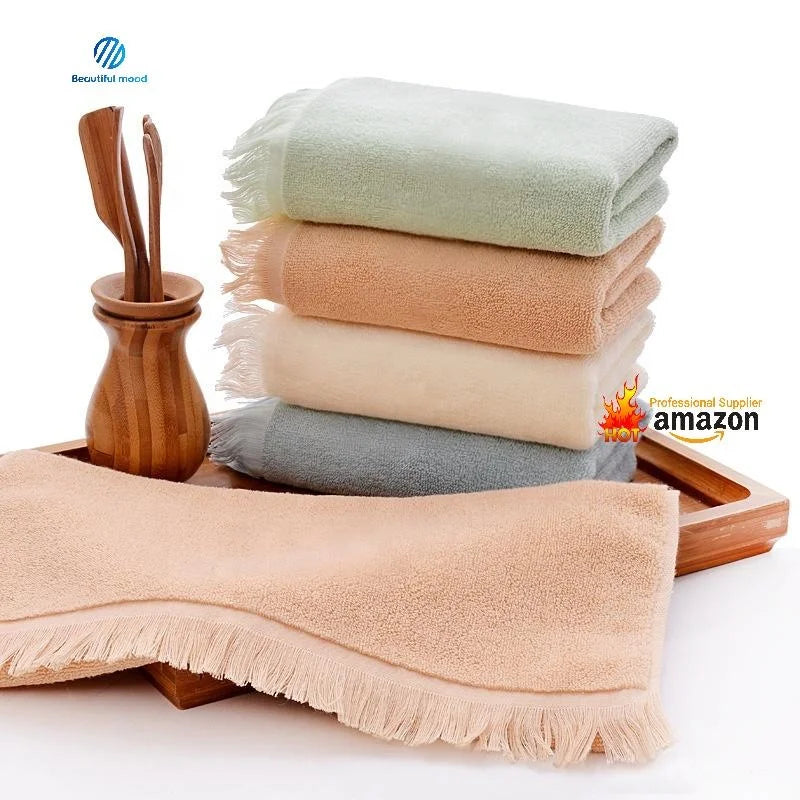 Wholesale Luxury 100% Cotton Bath Towel Set Custom Logo Solid Color Quick-Dry Hotel Serviette