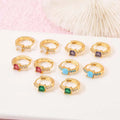 Fashion Multi Colored Square Cubic Zircon 14K Gold Small Hoop Earrings for Women's Jewelry Huggie Earing Supplier