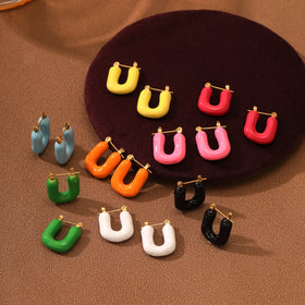 Bohemia Summer Colorful Drip Oil Enamel Hoop Earrings for Gift Girls Women Waterproof Stainless Steel Fashion Jewelry