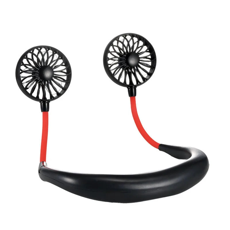 Wholesale Custom logo Rechargeable Mini Usb Personal Fan 360 Rotation Hands Free Portable Neck Fan With Led Lights