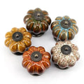 Adjustable European Vintage Kitchen Cabinet Handle Pumpkin Ceramic with Leopard Design for Dresser & Bedroom Furniture