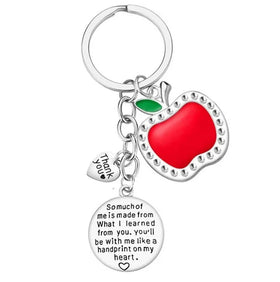 Teacher Appreciation Gifts Metal Heart Shape Key Chains Teacher Thank You for Helping Me Grow and Learn Keyring Teacher Keychain
