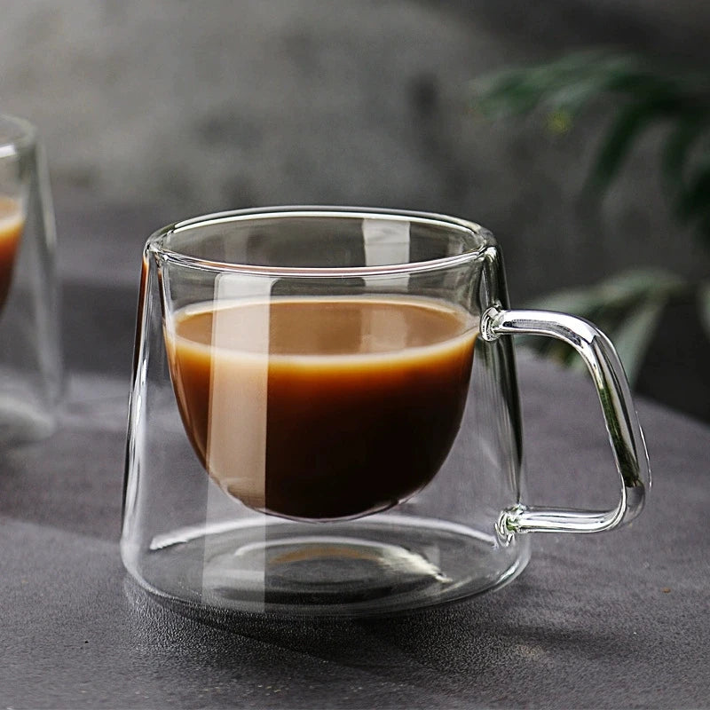 Double Wall Cup Prevent Burns Reusable Shake Hand Made High Borosilicate Double Layer Coffee Glass Mug Cup