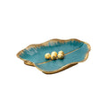 Nordic Creative Large Ceramic Fruit Plate Elegant Gold Decorative Snack Tray Customizable Plant for Living Room for Hotels