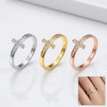 Stainless Steel CZ Cross Ring Faith Hope Love Engraved Sideways Cross Zircon Ring Wholesale Christian Religious Jewelry Ring