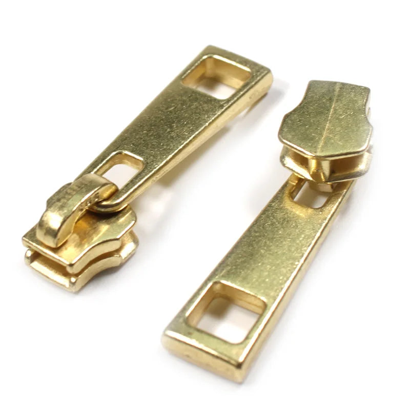 Promotion Custom logo Zinc Alloy Zip Slider Antique Brass Color Clothing Zipper Slider and Puller for Bags Jackets Denim Jeans
