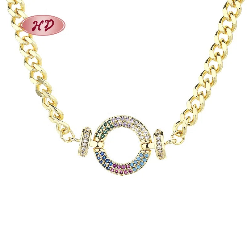 Industry Customizable 18K Gold Plated Design Wholesale Price Zircon Jewellery Natural Gem Stone Pendant Necklace
