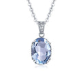 Real 925 Silver Aquamarine Wedding Gift Blue Stone Silver Chain Pendant Necklace for Women Fashion Accessories Jewelry