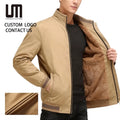 Custom Logo Winter Warm Wholesale New Arrivals Men Thick Fleece Bomber Jackets Windbreaker Stand Collar Outerwear Coats
