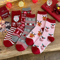 Youki Autumn and Winter Cartoon Cute Jacquard Deer Warm Cotton Christmas Socks for Women