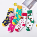 Women Cotton Socks Colorful Striped Jacquard Art Socks Multi Pattern Long Unisex Men Funny Socks