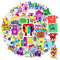 50PCS Funny cute digital building block decals for kids enlightenment cartoon number block sticker