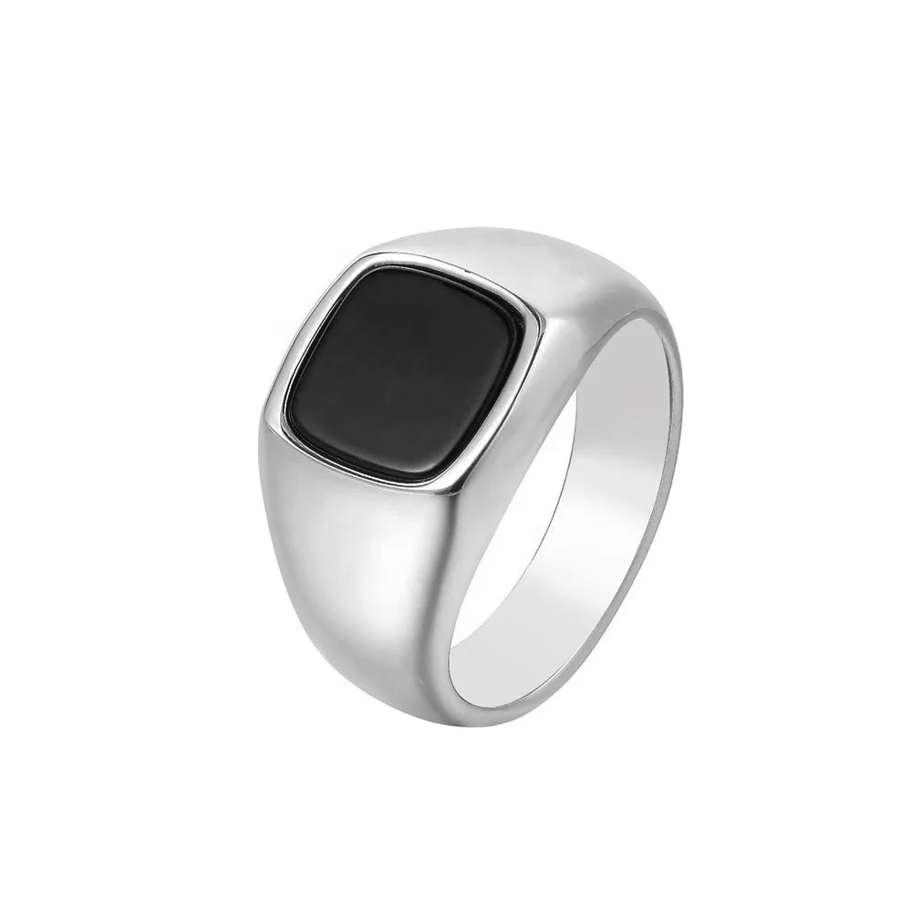 Wholesale Simple Black Titanium Steel Ring Gold Plating New Fashionable Stainless Steel Jewelry for Men Women for Engagement