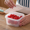 2020 New Fashion Simple Storage Box Household Portable Square Plastic Transparent Drain Fresh Bowl Refrigerator Seal