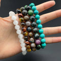 Semi Precious Stone Bead Bracelets White Jade Turquoise African Pietersite Multicolor Tiger Eye Ruby Zoisitebeads