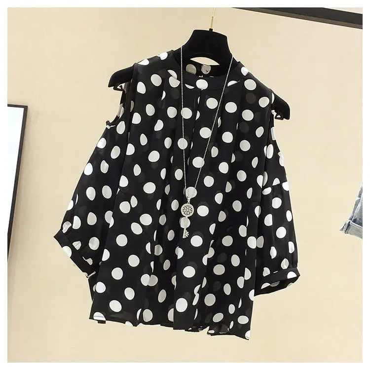M-3XL Blouses for Womens Summer Chiffon Dot Design Blouse Women Sleeveless Breathable Women Tops and Blouses