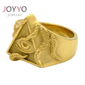 Hot Selling Stainless Steel Personality Trendy Accessories Eye of Horus Octopus Claw Geometric Triangle Eyes Rings for Men