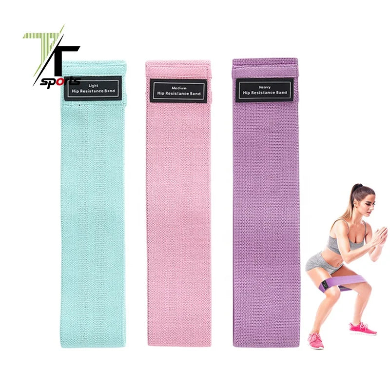 Wholesale custom 3 level resistance fabric fitness exercise workout loop yoga resistance bands