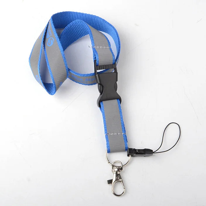 Wholesale Custom Own Logo Reflective Lanyard Luminescent Glitter Polyester Neck Strap with Silk Screen Printing