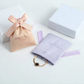 High Quality Luxury Suede Flannel Velvet Jewelry Pouch Custom Packaging for Bangles with Turquoise Ribbon High-End Container
