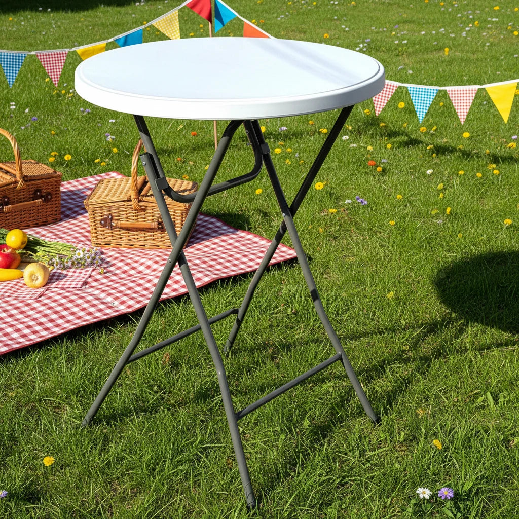 High Top Bistro Tables HDPE Plastic Portable Folding Cocktail Bar Table for Party RentalRound Bar Table