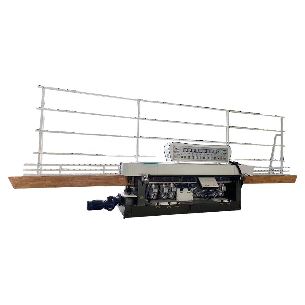 PLC Control 9 Motor Automatic Glass Processing Equipment Straight Line Glass Beveling Edge Polishing Machine