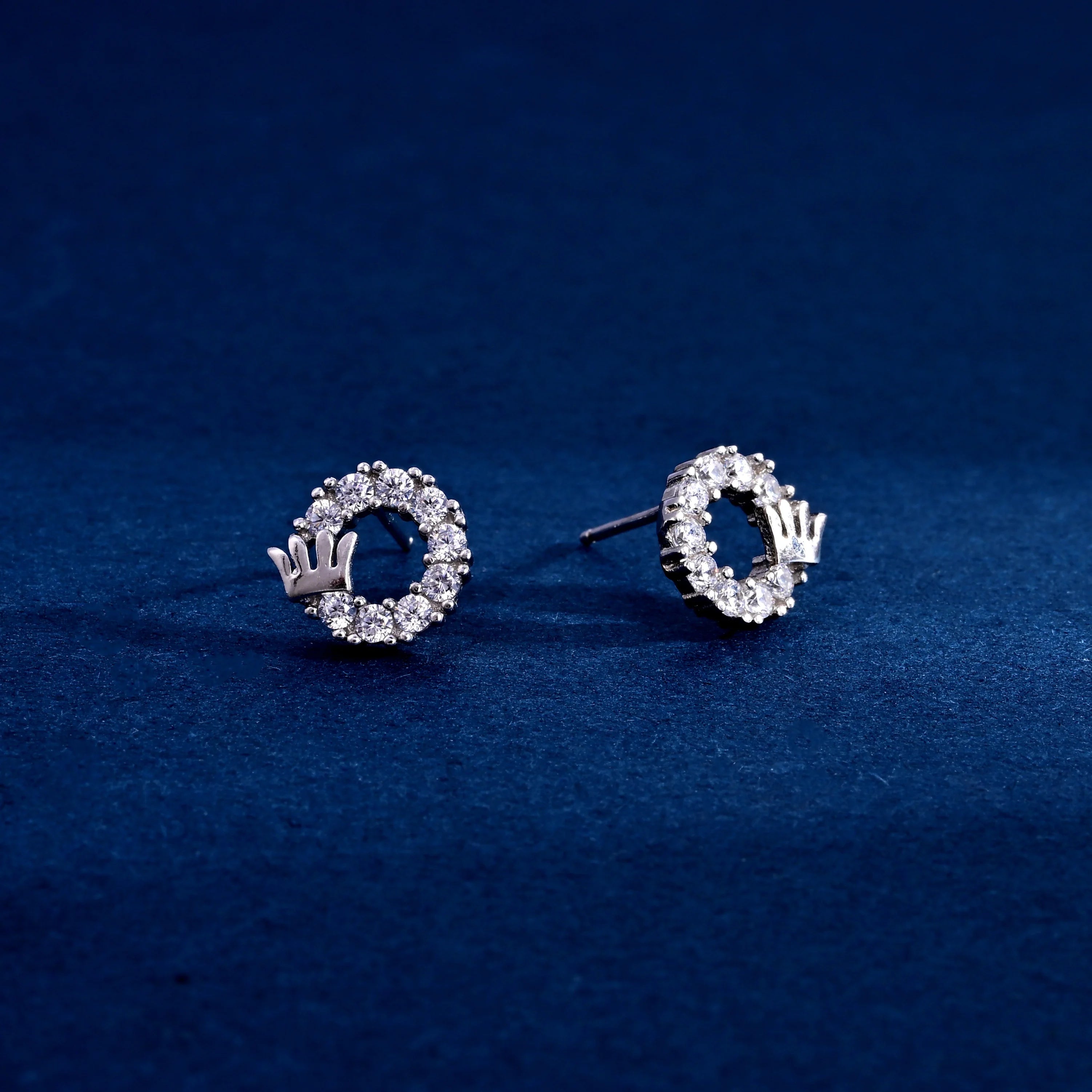 Wholesale Earrings Jewelry Rhodium Plated Cubic Zirconia Crown Stud Earring 925 Sterling Silver Fine Jewelry Earrings
