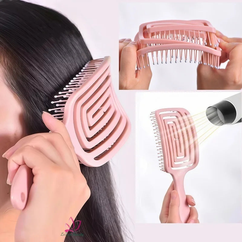 Square Hollow Out Big Bend Massage Comb Anti-static Fluffy High Cranial Roof Hair Comb Mosquito Coil Comb Household Plastic Comb