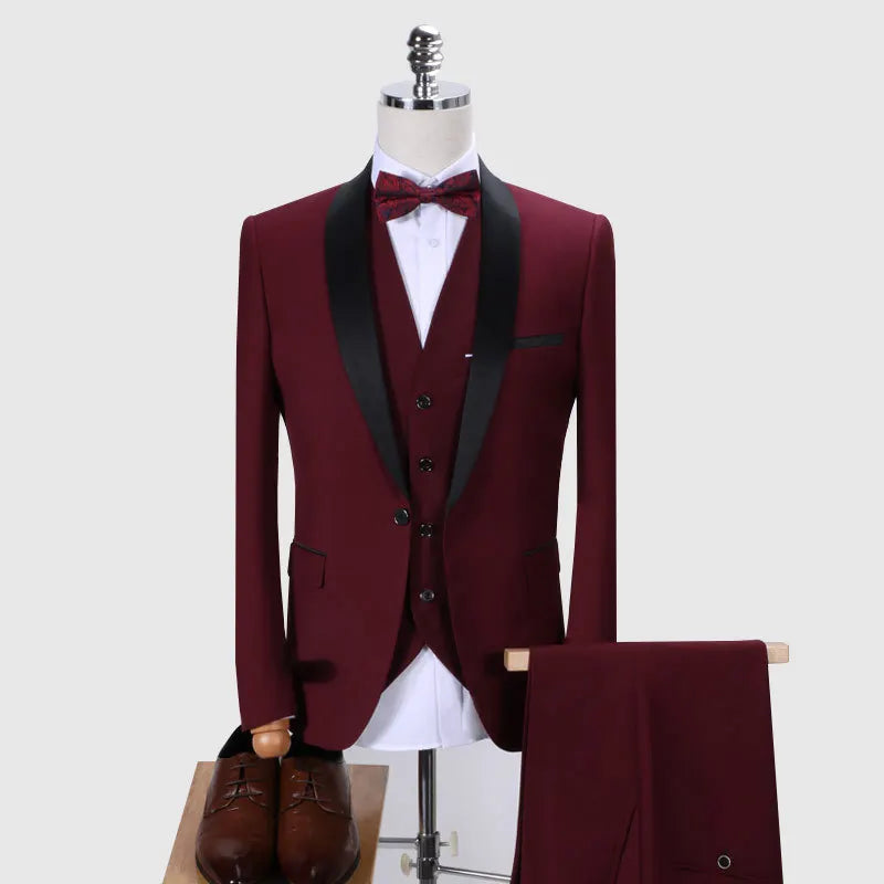 Wholesale Shawl Collar Classic Men's Suits Business Men Wedding Suit Luxury 3 Pieces Set Plus Size Wedding Groom Suit
