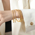 Classic Round Bangles Jewelry Women Dainty Tarnish Free 18K Gold Plated Stainless Steel Stackable Bangle Bracelet