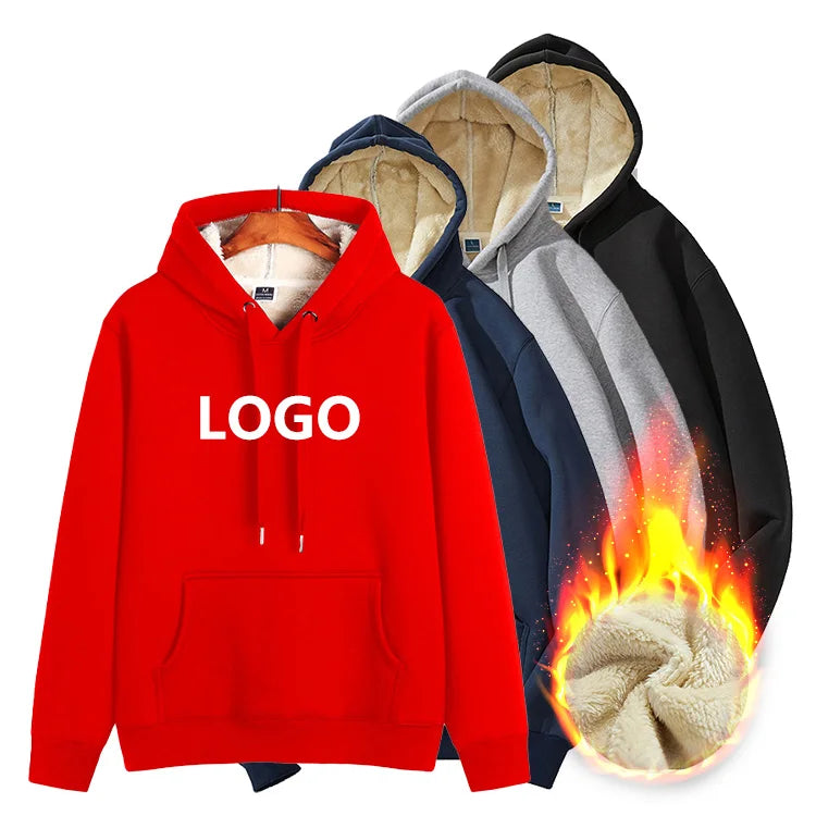 Wholesale Custom Double Layered Pullover Winter Heavyweight Velvet Velour Back Men'S Hoodies Sweatshirts